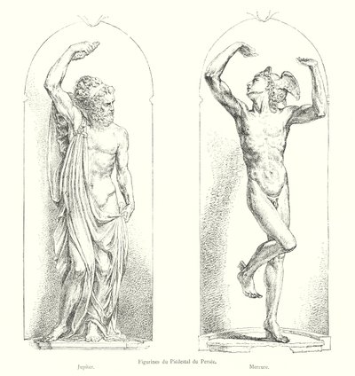 Figurer af Pedestal du Perseus, Jupiter, Merkur (gravering) af Italian School
