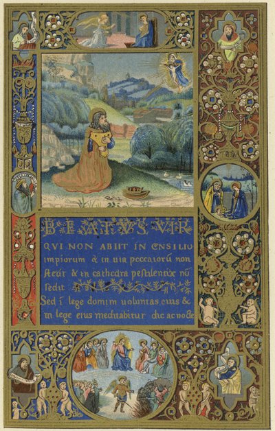 Første side af en psalter af Sinibaldo af Perugia af Italian School