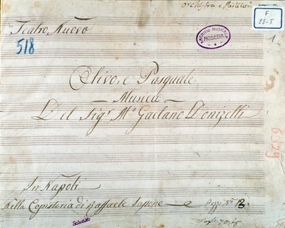 Første side med partitur fra operaen 