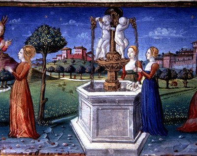 Fol.34v Ærkeenglen Rafael besøger Maria (vellum) af Italian School