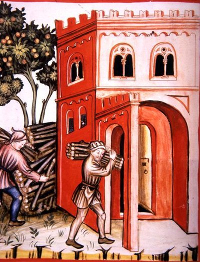 Fol.97v Winter Store, illustration fra 