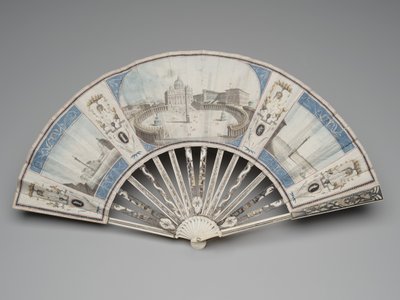 Folding fan with views of the monuments of Rome, c.1780s-1790sdani af Italian School