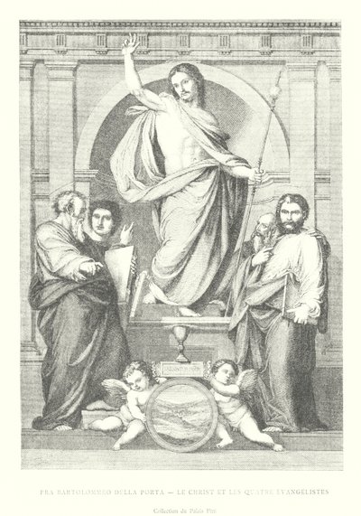 Fra Bartolommeo della Porta, Le Christ et les Quarte Evangelistes, Collection du Palais Pitti (gravering) af Italian School