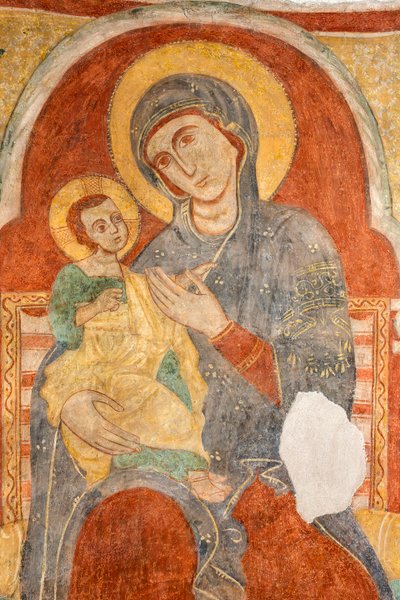 Fresko af den velsignede jomfru Maria af Italian School