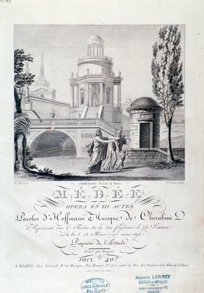 Frontispice af musikpartitur af Medea (scene 3), opera af Luigi Cherubini af Italian School