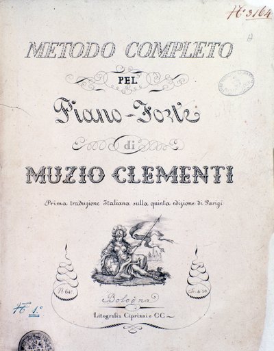 Frontispice af lærebogen, Complete Method for the Piano af Muzio Clementi af Italian School