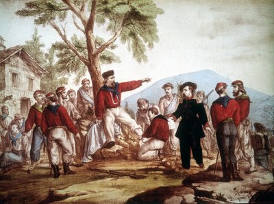 Garibaldi (1807-1882) såret i Aspromonte. af Italian School