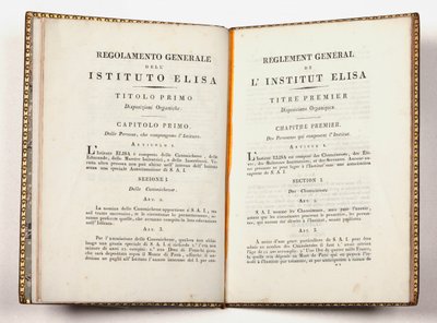 Generelle bestemmelser for Instituto Elisa i Lucca, givet i Lucca, 14. juli 1811 (tryk) af Italian School