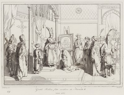Gentile Bellino slået til ridder af Mohammed II af Italian School