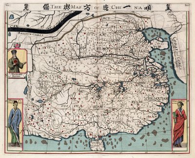 Geografisk kort over Kina fra "En diskurs om kongeriget Kina, taget ud af Ricius og Trigautius" af Matteo Ricci (1552-1610), af Italian School