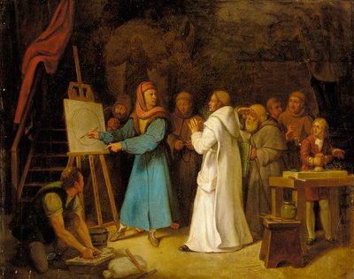 Giotto demonstrerer kunsten at tegne i sit atelier af Italian School