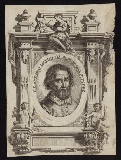 Giovanni Antonio de Sacchis, også kendt som Il Pordenone og Giovanni Antonio Licinio. Gravering af Giorgio Vasari af Italian School