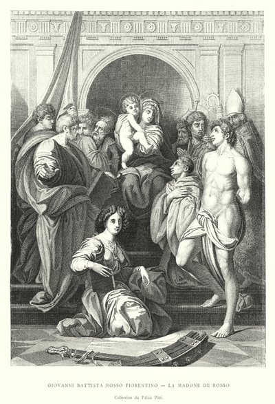 Giovanni Battista Rosso Fiorentino, La Madone de Rosso, Collection du Palais Pitti (gravering) af Italian School