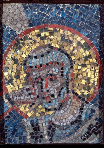 Hoved af Saint Ambrose, første halvdel af det 9. århundrede (mosaik) af Italian School