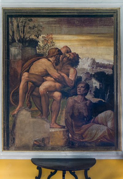 Herkules dræber Antaeus, fra det gule rum af Italian School
