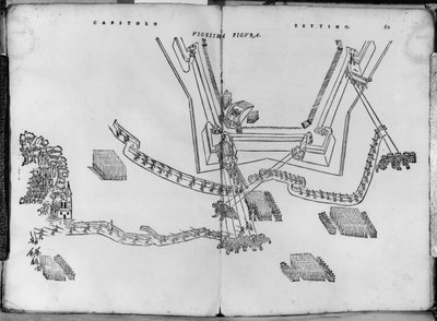 Hvordan man justerer skydestolperne og hvordan man vælger vinklen på væggene, illustration fra Opera nuova di fortificare af Girolamo Cataneo Novarese (fl. ca. 1540-84) Brescia, 1564 af Italian School