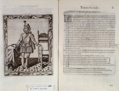 Sådan danser du capriola Dobbeltside af Le Gratie dAmore (Le Grazie dAmore) af den italienske danser Cesare Negri kaldet Il Trombone (1536-1604), traktat om dans af Italian School