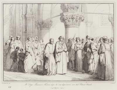 Doge Francesco Foscari forlader dogepaladset efter hans afsættelse af Italian School