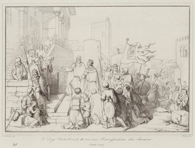 Doge Pietro Orseolo II hjælper Bari belejret af saracenerne af Italian School