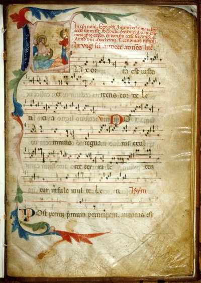 Oplyst partitur af ambrosiske sange af Missale af Antonio da Vumate af Italian School