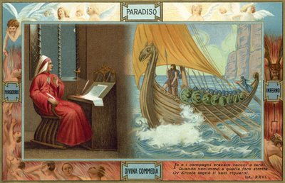 Illustration til Dantes Den guddommelige komedie (farvelitografi) af Italian School