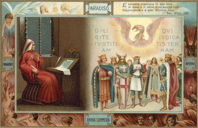 Illustration til Dantes Den guddommelige komedie (farvelitografi) af Italian School