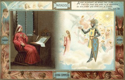 Illustration til Dantes Den guddommelige komedie (farvelitografi) af Italian School