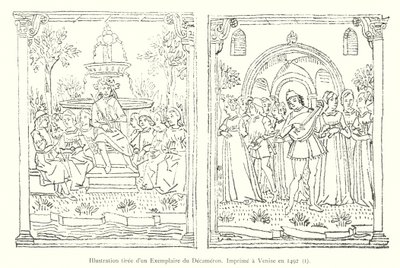 Illustration fra en kopi af Decameron, trykt i Venedig i 1492, I (gravering) af Italian School