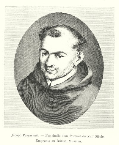Jacopo Passavanti, faksimile af et portræt fra det 16. århundrede, lånt fra British Museum (gravering) af Italian School