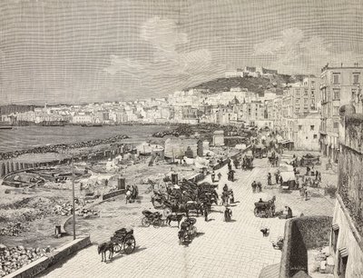 La Marinella, Napoli, Italien, gravering af Sabattini fra tegning af A Della Valle, fra L