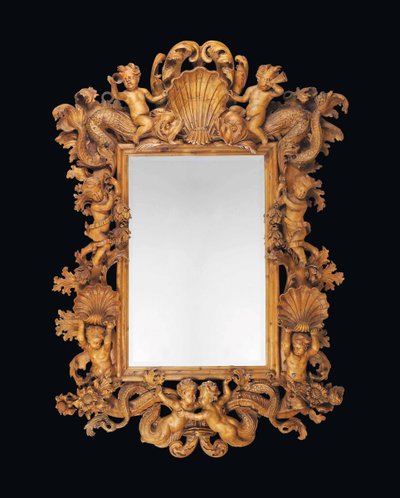 Large North Italian carved pine mirror, early 18th centurydani af Italian School