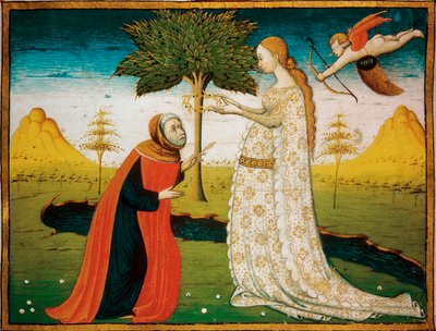 Laura (Laure) de Noves (1308-1348) kronede digteren Francesco Petrarca (Petrarque). af Italian School