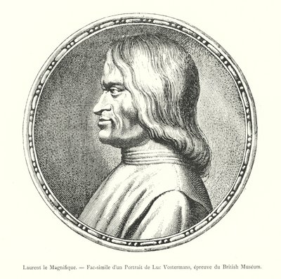 Lawrence the Magnificent, Faksimile af et Portræt af Luc Vostermans, British Museum-bevis (gravering) af Italian School