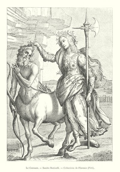 Le Centaure, Sandro Botticelli, Collections de Florence, Pitti (gravering) af Italian School
