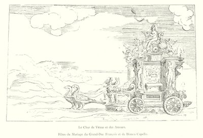 Venus og Amorernes Vogn, Storhertug Francois og Bianca Capellos bryllupsfester (gravering) af Italian School