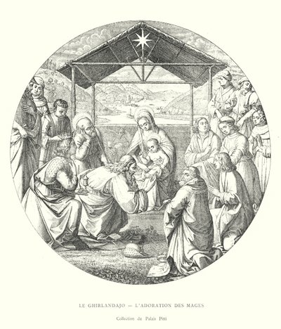 The Ghirlandajo, The Adoration of the Magi, Pitti Palace Collection (gravering) af Italian School