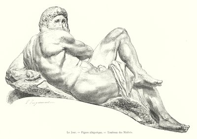 Dagen, allegorisk figur, Mediciens grav (gravering) af Italian School