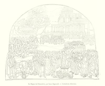 The Kingdom of the Antichrist, af Luca Signorelli, Orvieto Cathedral (gravering) af Italian School