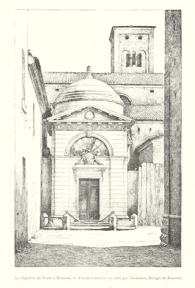 Dantes grav i Ravenna, facade bygget i 1780, af arkitekten Morigia af Ravenna (gravering) af Italian School