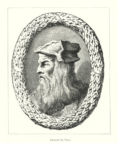 Leonard de Vinci (gravering) af Italian School