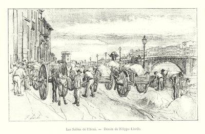 The Sands of the Arno, tegning af Filippo Liardo (gravering) af Italian School