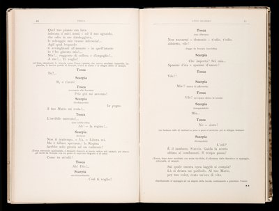 Libretto af Tosca af Giacomo Puccini, Ricordi Edition, Italien af Italian School