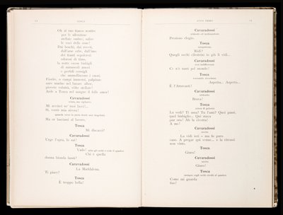 Libretto af Tosca af Giacomo Puccini, Ricordi Edition, Italien af Italian School