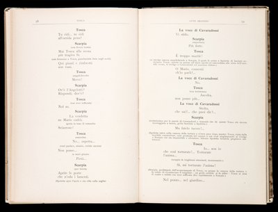 Libretto af Tosca af Giacomo Puccini, Ricordi Edition, Italien af Italian School