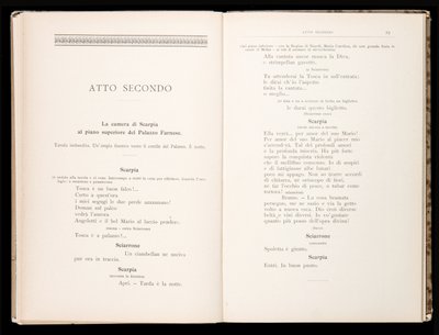 Libretto af Tosca af Giacomo Puccini, Ricordi Edition, Italien af Italian School