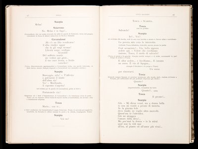 Libretto af Tosca af Giacomo Puccini, Ricordi Edition, Italien af Italian School