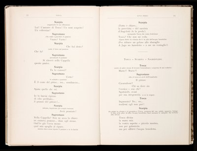 Libretto af Tosca af Giacomo Puccini, Ricordi Edition, Italien af Italian School