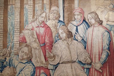 Lorenzo den Storslåede blandt billedhuggerne og malerne i Medici-haven ved San Marco. Gobelin 1516. Genova. Italien. af Italian School