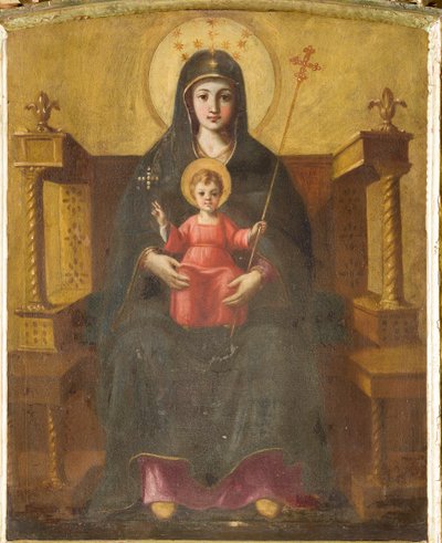 Madonna på tronen med barn af Italian School