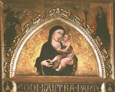 Madonna og barn (tempera på panel) af Italian School